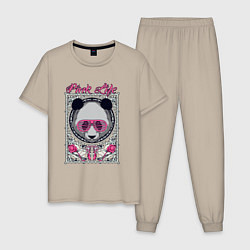 Пижама хлопковая мужская Pinkie Panda, цвет: миндальный