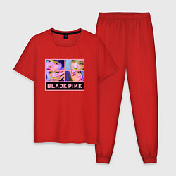 Пижама хлопковая мужская Blackpink участницы, цвет: красный