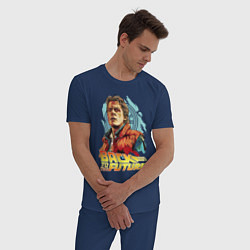 Пижама хлопковая мужская Michael J Fox, цвет: тёмно-синий — фото 2