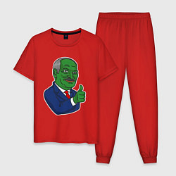 Пижама хлопковая мужская Лягушонок Пепе Лукашенко, цвет: красный