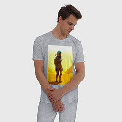 Пижама хлопковая мужская Девушка-астронавт в пустыне - нейросеть, цвет: меланж — фото 2