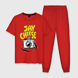 Пижама хлопковая мужская Cheese photo camera, цвет: красный