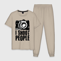 Пижама хлопковая мужская Shoot photographer, цвет: миндальный