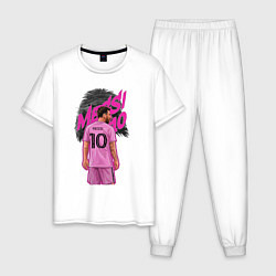 Пижама хлопковая мужская Лионель Месси Интер Майами 10, цвет: белый