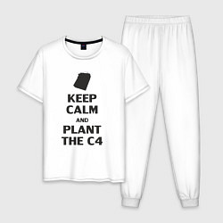 Пижама хлопковая мужская Plant c4 - Counter Strike meme, цвет: белый