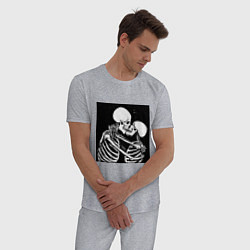 Пижама хлопковая мужская Kissing skeletons, цвет: меланж — фото 2