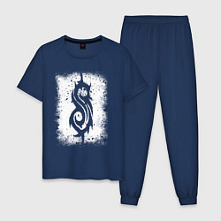 Пижама хлопковая мужская Slipknot logo, цвет: тёмно-синий