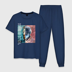 Пижама хлопковая мужская Van Gogh Negative, цвет: тёмно-синий