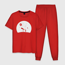 Пижама хлопковая мужская Космические мечты, цвет: красный