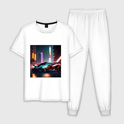 Пижама хлопковая мужская Суперавто, цвет: белый