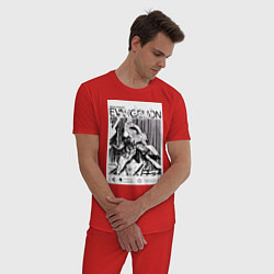 Пижама хлопковая мужская Евангелион арт, цвет: красный — фото 2
