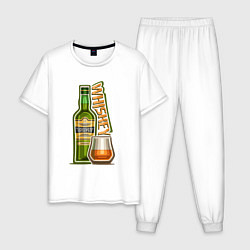 Пижама хлопковая мужская Виски, цвет: белый