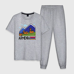Пижама хлопковая мужская Горная Армения, цвет: меланж