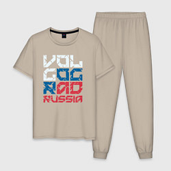 Пижама хлопковая мужская Россия Волгоград, цвет: миндальный