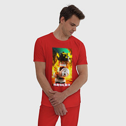Пижама хлопковая мужская Roblox fire, цвет: красный — фото 2
