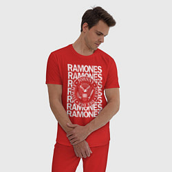 Пижама хлопковая мужская Рамоунз, цвет: красный — фото 2