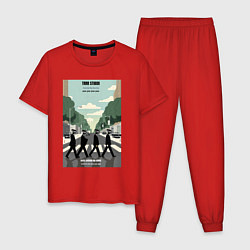 Пижама хлопковая мужская Skibidi toilet Beatles cameramen, цвет: красный