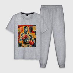 Пижама хлопковая мужская Боксер на ринге, цвет: меланж