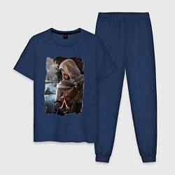 Пижама хлопковая мужская Assassins Creed Mirage Асасин Крид Мираж, цвет: тёмно-синий