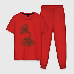 Пижама хлопковая мужская Retro sound, цвет: красный