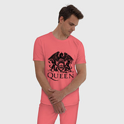 Пижама хлопковая мужская Queen - logo, цвет: коралловый — фото 2