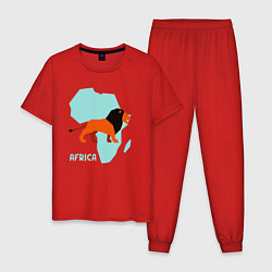 Пижама хлопковая мужская Лев из Африки, цвет: красный