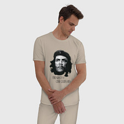 Пижама хлопковая мужская Че Гевара черно белое, цвет: миндальный — фото 2