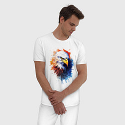 Пижама хлопковая мужская Граффити с орлом, цвет: белый — фото 2