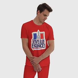 Пижама хлопковая мужская Vive la France, цвет: красный — фото 2