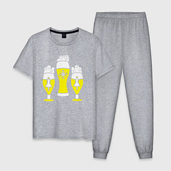Пижама хлопковая мужская New year beer, цвет: меланж
