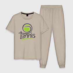 Пижама хлопковая мужская Tennis ball, цвет: миндальный