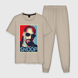 Пижама хлопковая мужская Snoop, цвет: миндальный
