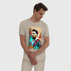 Пижама хлопковая мужская Lionel Messi - football - striker, цвет: миндальный — фото 2