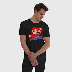 Пижама хлопковая мужская Пиксельный Марио, цвет: черный — фото 2