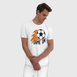 Пижама хлопковая мужская Game on football, цвет: белый — фото 2