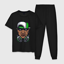 Пижама хлопковая мужская Hip hop man, цвет: черный