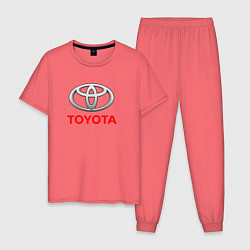 Пижама хлопковая мужская Toyota sport auto brend, цвет: коралловый