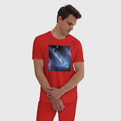 Пижама хлопковая мужская Космическая система, цвет: красный — фото 2