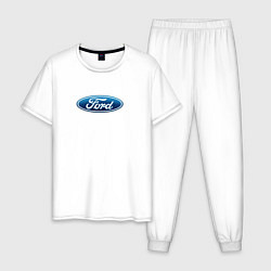 Пижама хлопковая мужская Ford usa auto brend, цвет: белый