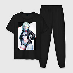 Пижама хлопковая мужская Обворажительная Rebecca Cyberpunk Edgerunners, цвет: черный