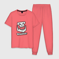 Пижама хлопковая мужская Waaagh, цвет: коралловый