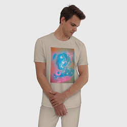 Пижама хлопковая мужская Космическая энергия, цвет: миндальный — фото 2