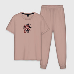 Пижама хлопковая мужская Маленькая ведьма, цвет: пыльно-розовый
