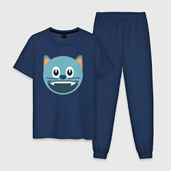 Пижама хлопковая мужская Голубой котик в восторге, цвет: тёмно-синий