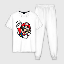 Пижама хлопковая мужская Марио значок классический, цвет: белый