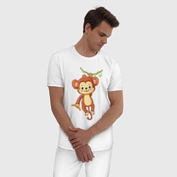 Пижама хлопковая мужская Мартышка на лиане, цвет: белый — фото 2
