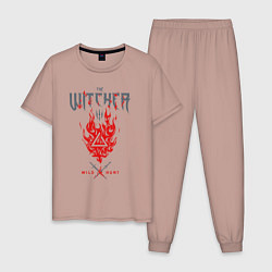 Пижама хлопковая мужская Ведьмак - знак Игни, цвет: пыльно-розовый