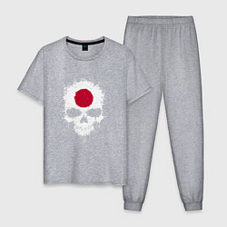 Пижама хлопковая мужская Череп Япония, цвет: меланж