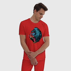 Пижама хлопковая мужская Mandrill monkey, цвет: красный — фото 2