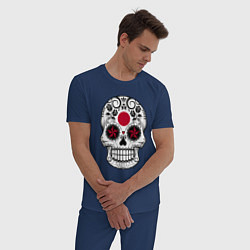 Пижама хлопковая мужская Japan skull, цвет: тёмно-синий — фото 2